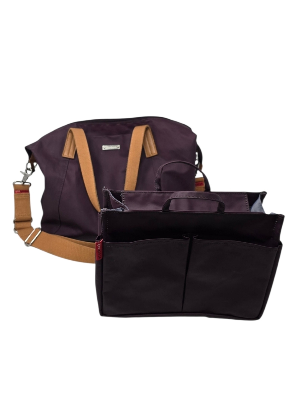 Storksak Noa Crossbody Diaper Bag With Stroller Organizer Burgundy